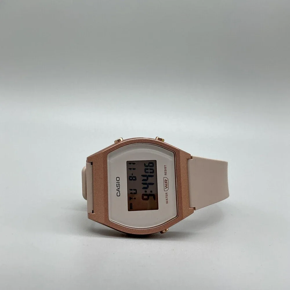 Casio W-204 Womens Watch 35mm White Digital Dial Pink Strap Backlight